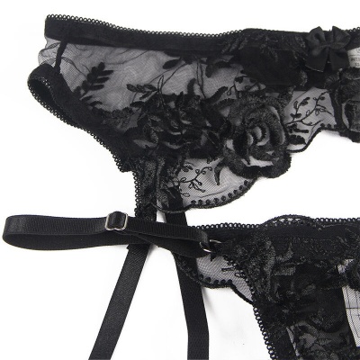 Sublime 3-Piece Lingerie Set Floral Black S/M - image 9