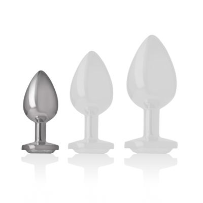 Intense - Aluminum Metal Anal Plug With Silver Crystal Size S - image 3