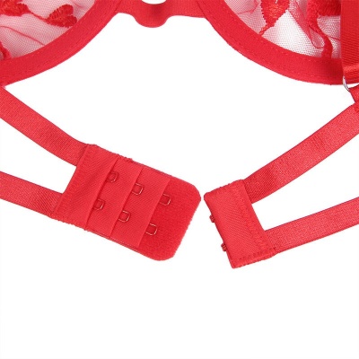 Subblime Heart Print Bra & Thong & Garter Red S/M - image 8