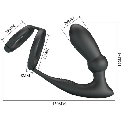 Pretty Love Emoni Penis Ring w/ Anal Plug, Black - image 5