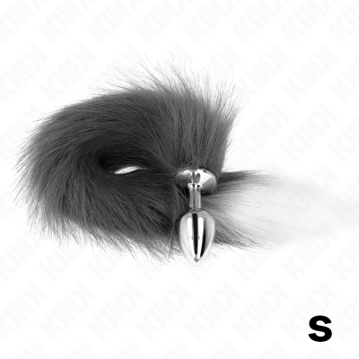 Kink Anal Plug S 7x3cm Synthetic Tail 40cm Grey White - image 3