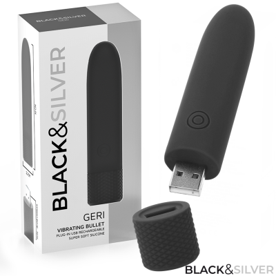 Black & Silver Geri USB Rechargeable Vibrating Bullet