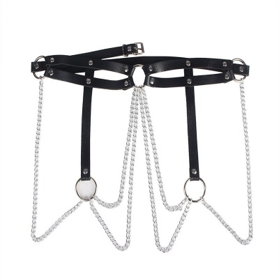 Subblime Leather Ring Chain Belt Black - image 4