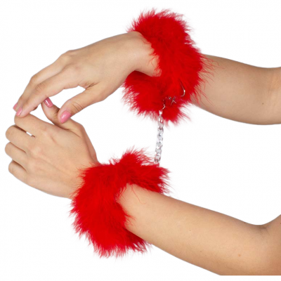 Secretplay Red Marabou Handcuffs - image 1