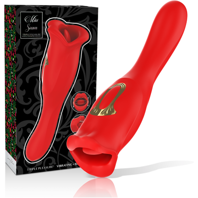MIA Siena Red Stimulator Triple Pleasure Vibrating and Biting