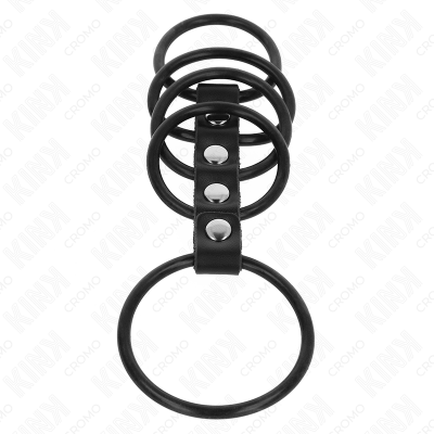 Kink 5 Silicone Penis Rings 3.8 Cm to 4.8 Cm Connected by Leather - image 4