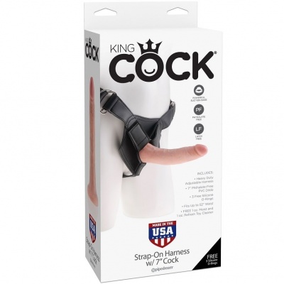 King Cock Harness with Realistic Penis, 17.8 cm