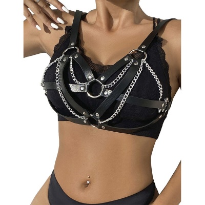SUBBLIME 953713 Punk Bondage Belt Metal Buckle Black One Size - image 2