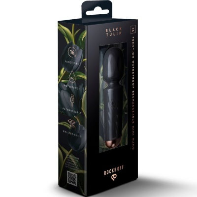 Rocks Off Mini Rechargeable Wand 16 Functions Black Tulip - image 6