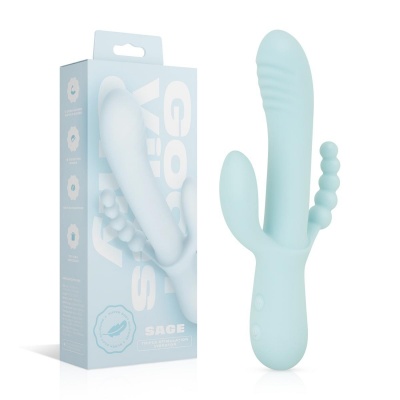 Foto van Good Vibes Only - Triple Stimulation Vibe - Soft Silicone - Blauw