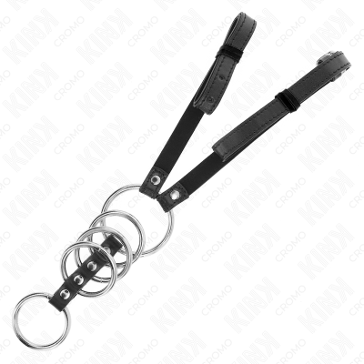 Kink 5 Penis Rings 3.8 Cm to 5 Cm Metal with Leather Belt 112 Cm - image 4