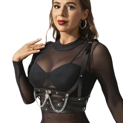 Subblime Leather Corset Harness Chain Detail - image 2