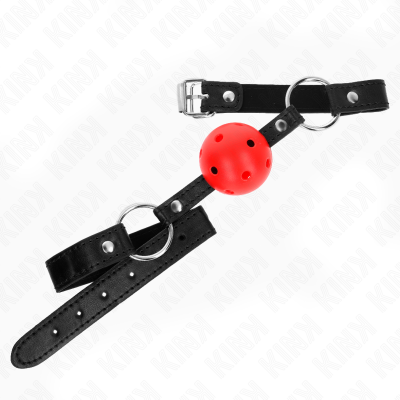 Kink Hollow Hard Ball Gag, Red, 4.5cm, 63.5x2cm - image 2