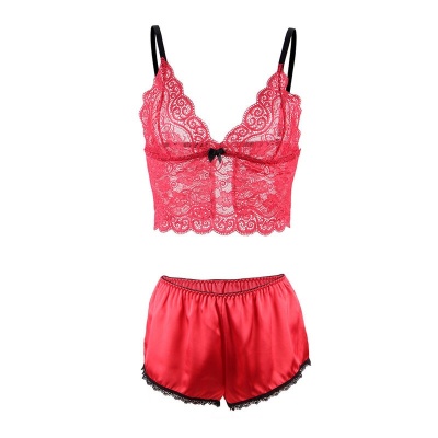 Subblime 953904 Silk Lace Nightgown + Panties Red L/XL - image 5