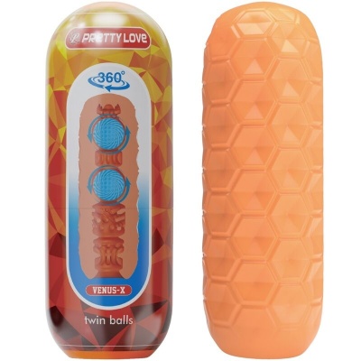 Pretty Love Twin Balls Masturbator Orange - image 1