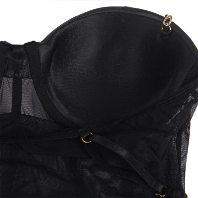 Subblime Black Chain Suspenders Bodysuit S/M - image 7