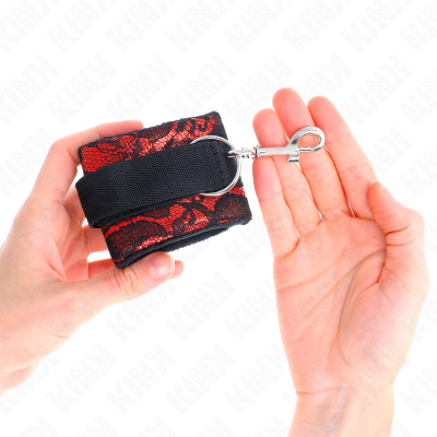 Kink Velvet Lace Wrist Restraints, Red/Black - image 4