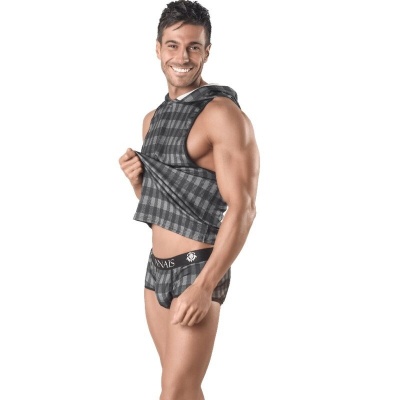 Anais Men Aegis Hooded T-Shirt M - Gray Checkered - image 2