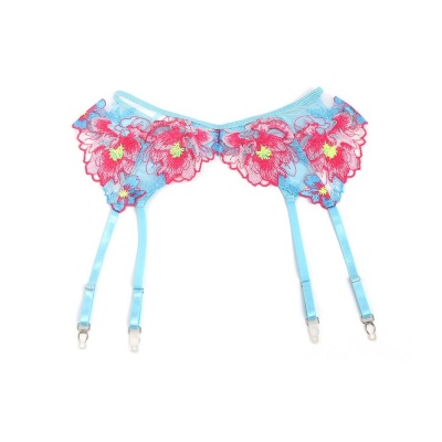 Subblime Flower Embroidered Bra & Garter Set Pink S/M - image 8