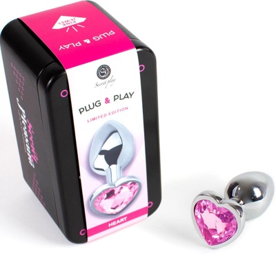 Metal Butt Plug Fuchsia Heart Small Size 7 cm - image 2