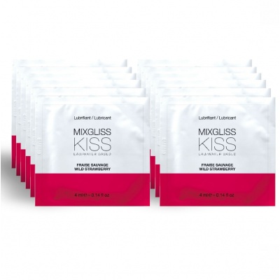 MIXGLISS Water Based Lubricant Strawberry Flavor 12 Single Dose 4ML