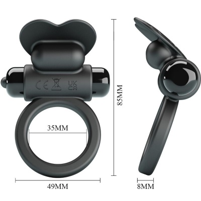Pretty Love Debonaire Rabbit Vibrating Ring, Black - image 4