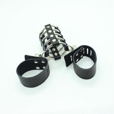 OHMAMA Fetish - Penis Cage With Metal Rings And Leather Straps - image 4