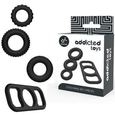 Addicted Toys Penis Ring Set, 4 Flexible Silicone Rings - image 2
