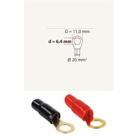 Kabelschuh | 20mm² | Loch Ø 6,4 mm | 1 x Rot, 1 x Schwarz