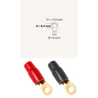 Cosse | 16 mm² | Ø Trou 8,4 mm | 2x Rouge, 2x Noir