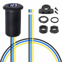 MDV | Mini LED Voltmeter | 8-30V DC | Waterdicht IPX7 | Flush & Opbouwmontage | Wit LED Display