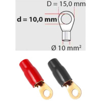 Kabelschuh | 10mm² | Loch Ø 10 mm | 2 x Rot, 2 x Schwarz