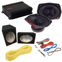 Slick 6x9 Audio Pakket Zwart | SLICK693 Speakers + MDF Behuizingen + Versterker | Complete Set
