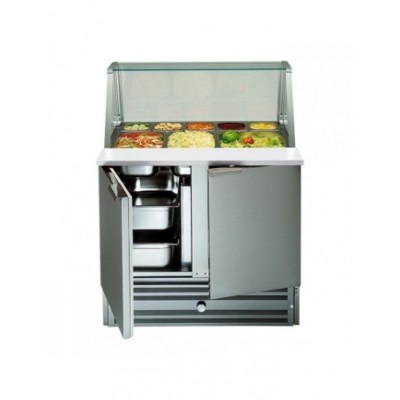 Saladette met glazen opzetvitrine Saladette met glazen opzetvitrine