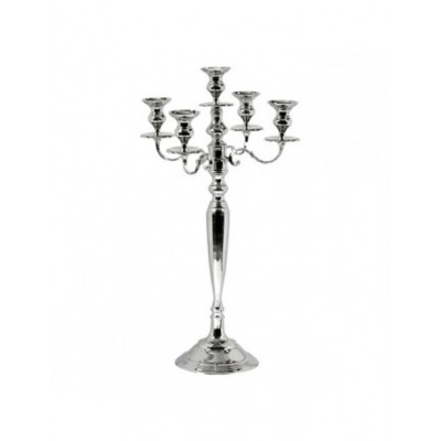 Kaarsenstandaard zilver 35 cm 5 armig Kaarsenstandaard zilver 35 cm 5 armig
