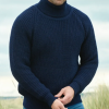 Afbeelding van Aran Crafts roll collar fishermans rib- navy