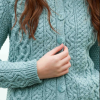 Afbeelding van Aran Crafts crew neck button cardigan dames- Ice Marl