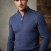 Afbeelding van William Lockie Interweave Half Zip Trui – 100% Superfijne Merinowol (Navy)