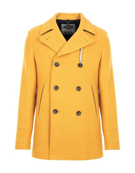 Camplin Island Peacoat Shetland geel Foto van Camplin Island Peacoat Shetland geel