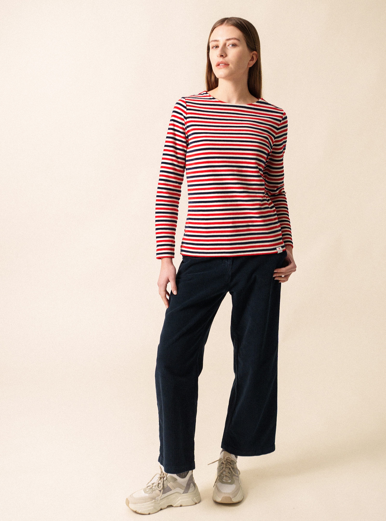Saint James Merivelours Tri – Veloursjersey Top met Textuur