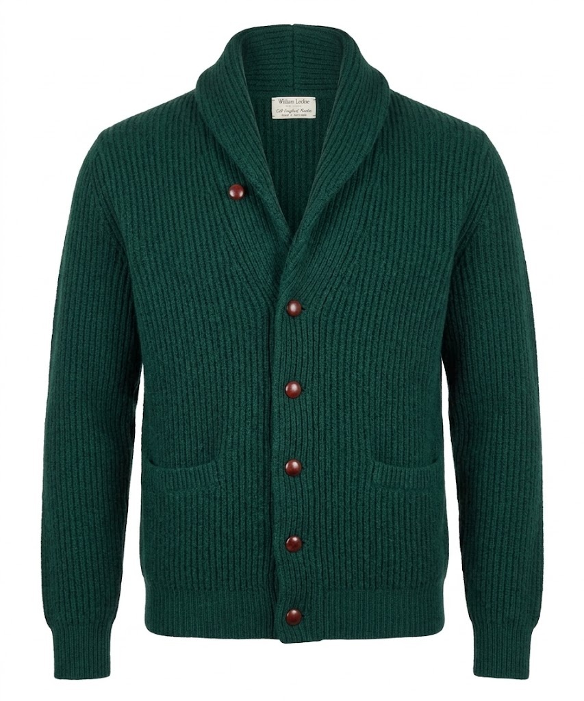 William Lockie Windsor Vest – 100% Lamswol met Sjaalkraag Groen