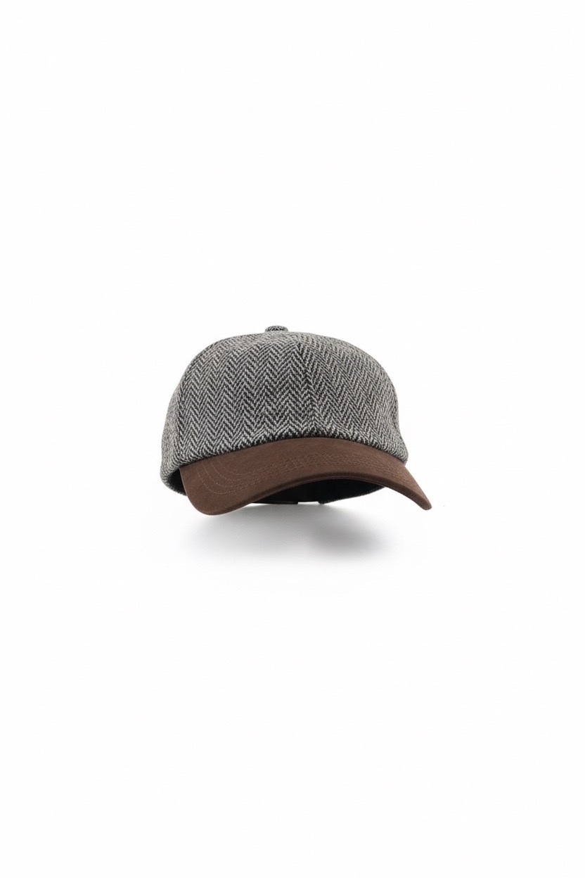 Walker and Hawkes Brungton Harris Tweed Baseball Cap met Suède Leren Klep