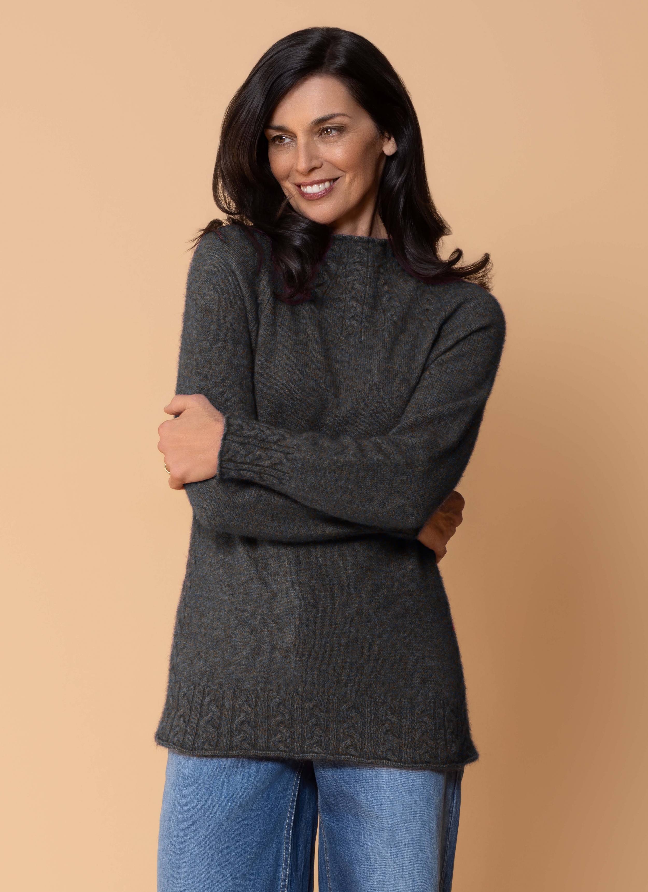 Noble Wilde Cable Funnel Neck Possum, Merino & Zijde Noble Wilde Cable Funnel Neck Possum, Merino & Zijde