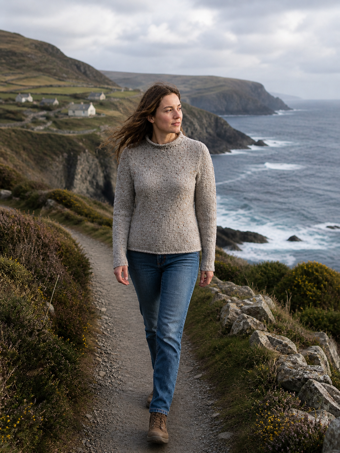 Fisherman out of Ireland Roll Neck Damestrui Porridge 