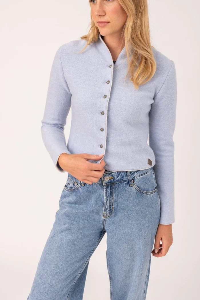 Stapf Damesvest Dorika – Getailleerd Vest van 100% Zuivere Scheerwol azuur
