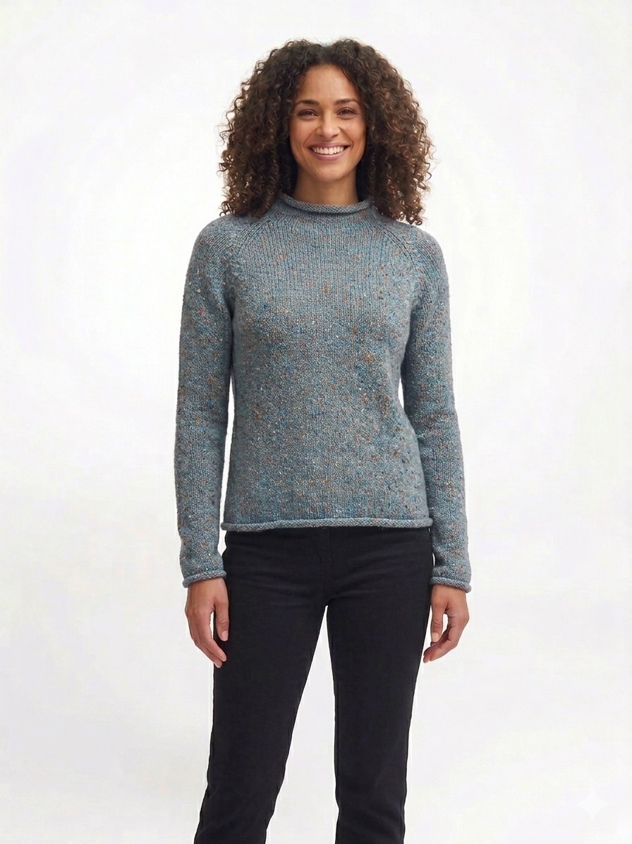Fisherman out of Ireland Roll Neck Damestrui Seafoam