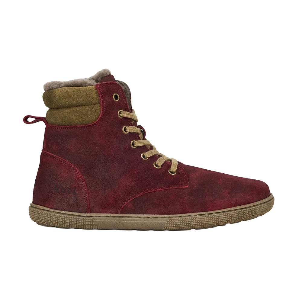 Koel Florence Cloud Wool Barefoot Boot – Suède & Lamswol Bordo Koel Florence Cloud Wool Barefoot Boot – Suède & Lamswol Bordo