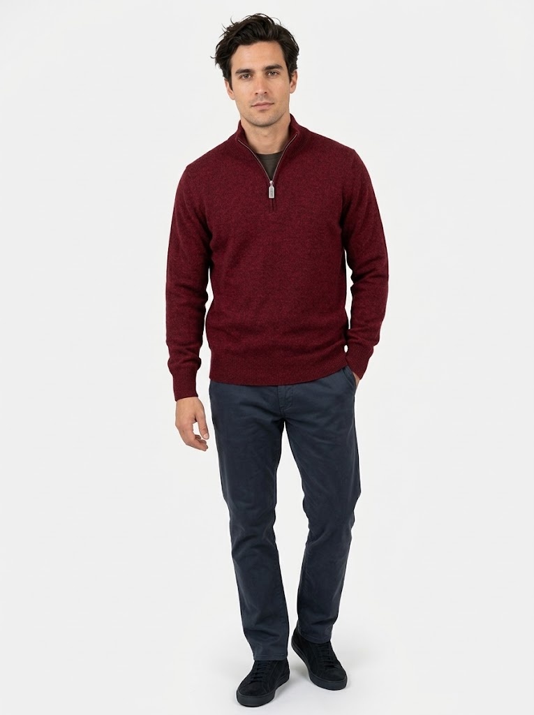 William Lockie Dori Short Zip Neck Red Velvet