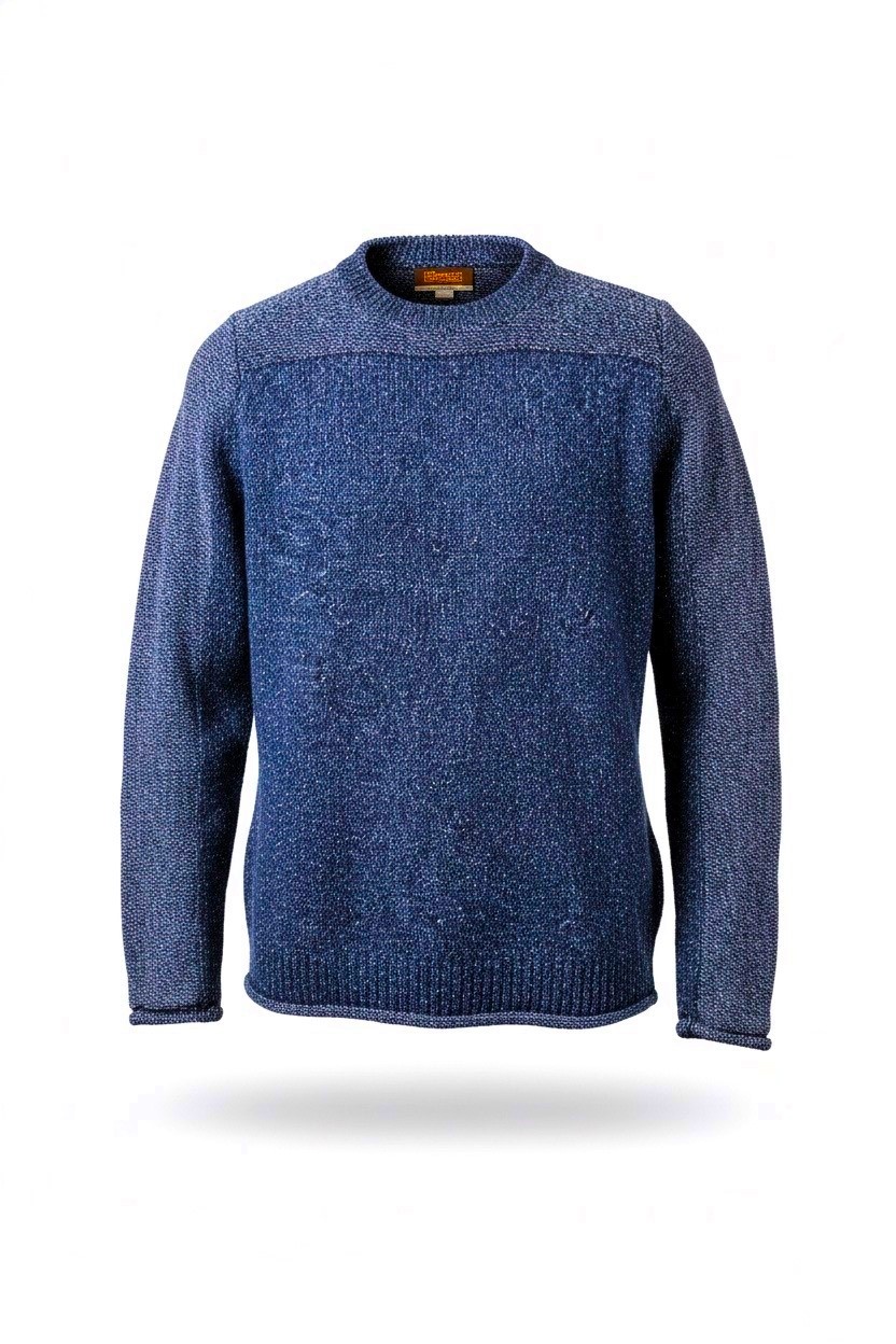 Fisherman out of Ireland Crew Neck links-links steek Indigo