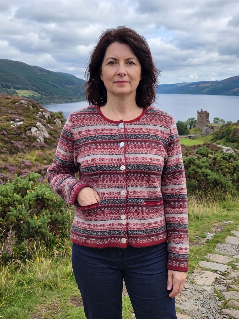 Emerald Grano Vest - Authentiek Fair Isle Wollen Vest voor Dames Rood